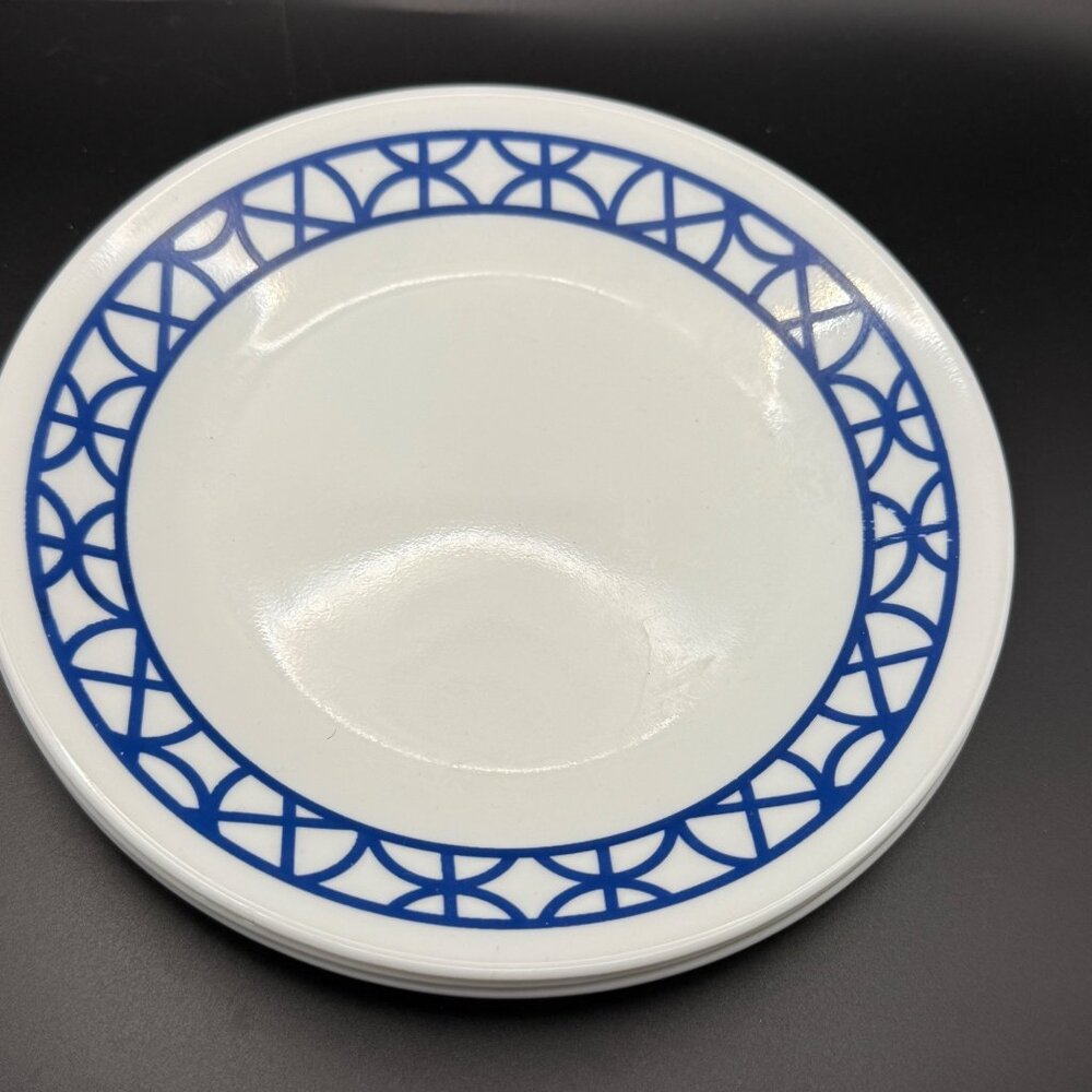 Corelle 3 Blue Cobalt Circle Pattern 6.75" Bread & Butter Plates made in USA